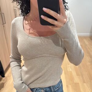 Line & Dot Beige Knit Top